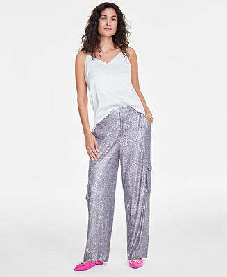 On 34th Women's High Rise Sequin Cargo Pants, Created for Macy's