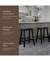 Maven Lane Vincent Wooden Rustic Aesthetic Kitchen Counter Stool, Antiqued Black Finish