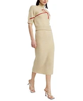 En Saison Merril Bow Print Turtleneck Sweater Merril Pencil Skirt