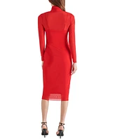 Steve Madden Women's Vivienne Mesh Long-Sleeve Midi Dress