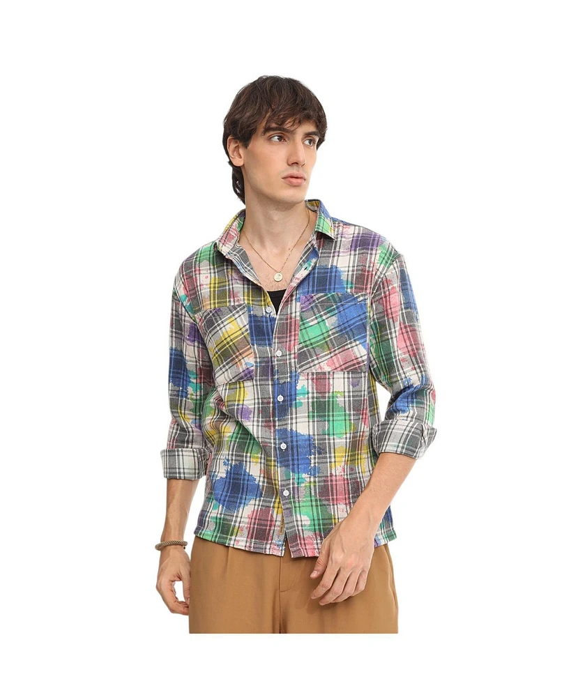 Campus Sutra Men's Heathered-Buffalo Check Shirt