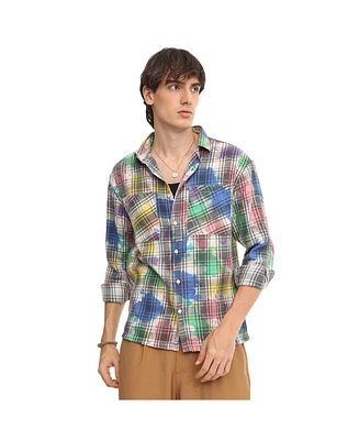 Campus Sutra Men's Heathered-Buffalo Check Shirt