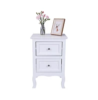 Slickblue 2pcs Country Style Two-Tier Night Tables Large Size