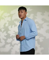 Campus Sutra Men's Baby Blue Stripe-Creased Shirt