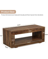 Tribesigns Coffee Table for Living Room, 43.3" Modern Farmhouse Coffee Table with Storage, 2-Tier Wood Rectangular Center Table Cocktail Living Room T