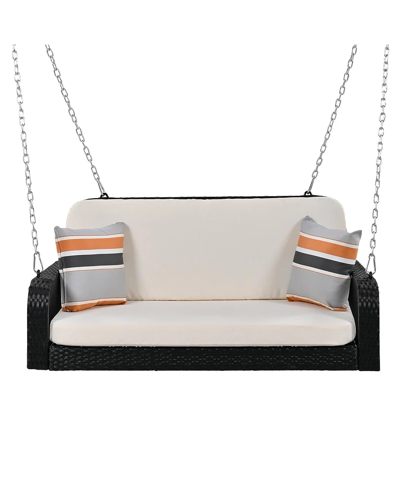 Slickblue 2-Seater Porch Swing Hanging Bench with Chains for Outdoor Relaxation