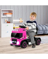 Gymax 6V Kids Electric Ride-on Truck Battery Powered Toy w/ Led Lights Rose Red
