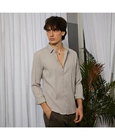 Men's Ecru Beige Vertical Tactile Shirt