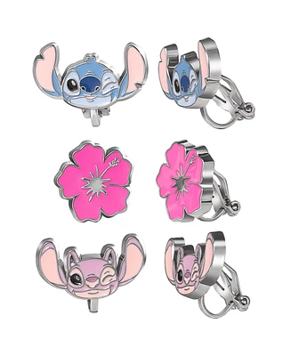 Disney Stitch And Angel Clip-On 3 Piece Earrring Set - Stitch, Angel, Flower