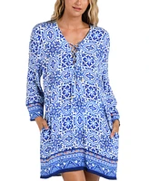 La Blanca Women's Lace-Neck Tunic Cover-Up