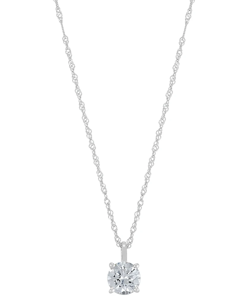 Diamond Solitaire 18" Pendant Necklace (1/2 ct. t.w.) 14k Gold