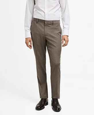 Mango Men's Herringbone Structure Super Suit Pants