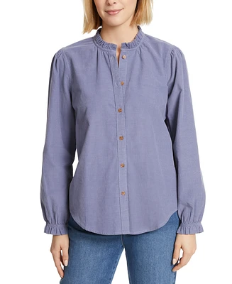 Gloria Vanderbilt Women's Cotton Ruffle-Trim Blouse