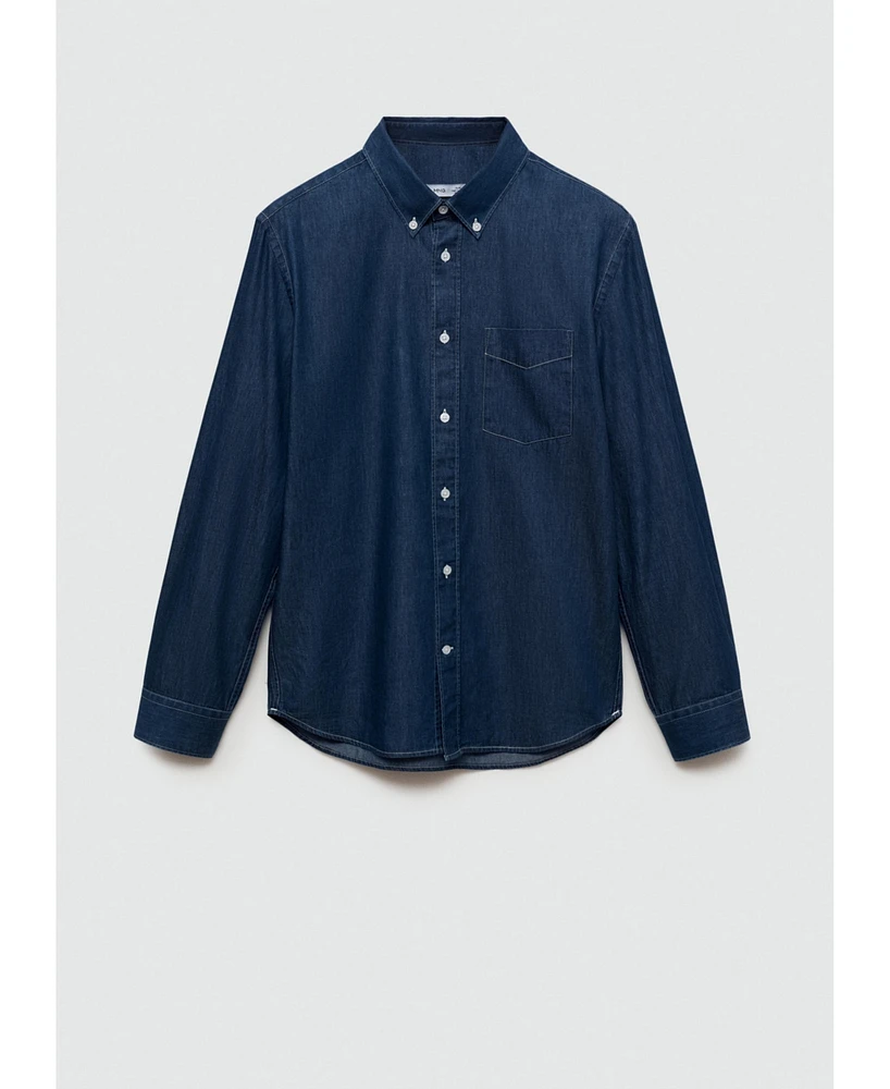 Mango Men's Chambray Cotton Shirt