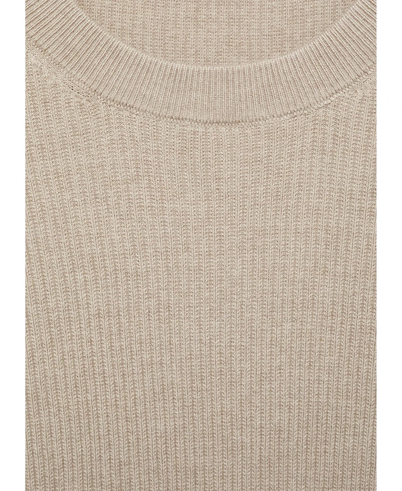 Mango Men's Ribbed Cotton Knitted Sweater