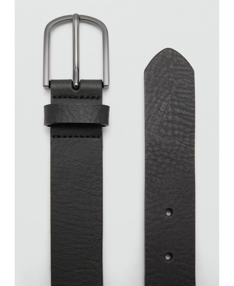 Mango Men's Square Buckle Leather Belt