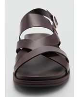 Mango Men's Leather Crossed Strap Sandals