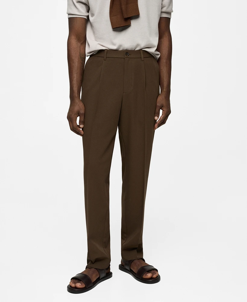 Mango Men's Pleated Flowy Pants