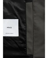 Mango Men's Leather-Effect Bomber Jacket