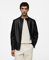 Mango Men's Zip-Up Leather-Effect Jacket