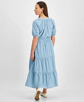 Style & Co Petite Cotton Pull-On Eyelet Tiered Maxi Skirt, Exclusively at Macy's