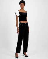 French Connection Women's Carey Velvet Bow-Sleeve Top