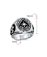 Bling Jewelry Large Good Luck Black Ace Of Spade Ring .925 Sterling Silver