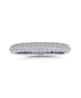 Bling Jewelry Cubic Zirconia Eternity Dome Band Ring Gold Plated Sterling Silver