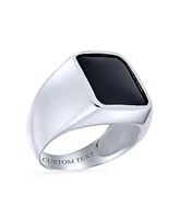 Bling Jewelry Classic Traditional Natural Black Onyx Rectangle Signet Ring Sterling