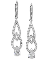 Eliot Danori Silver-Tone Interlocking Pave Leverback Drop Earrings, Created for Macy's