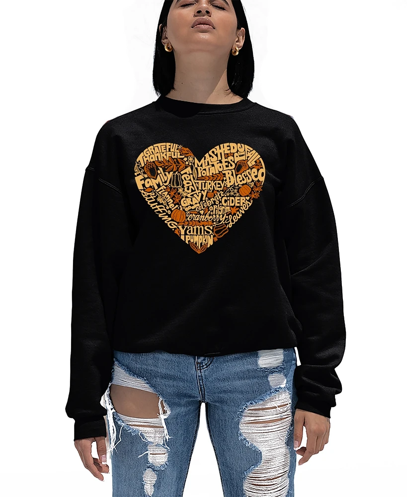 La Pop Art Women's Thanksgiving Heart Word Crewneck Sweatshirt