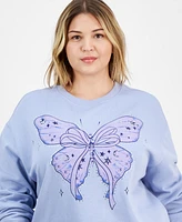 Rebellious One Trendy Plus Beaded Butterfly Sweatshirt