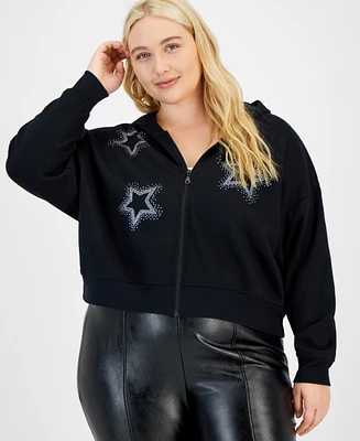 Grayson Threads, The Label Trendy Plus Rhinestone Star Hoodie