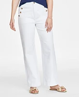 On 34th Women's White High Rise Sailor Wide-Leg Jean, Created for Macy's