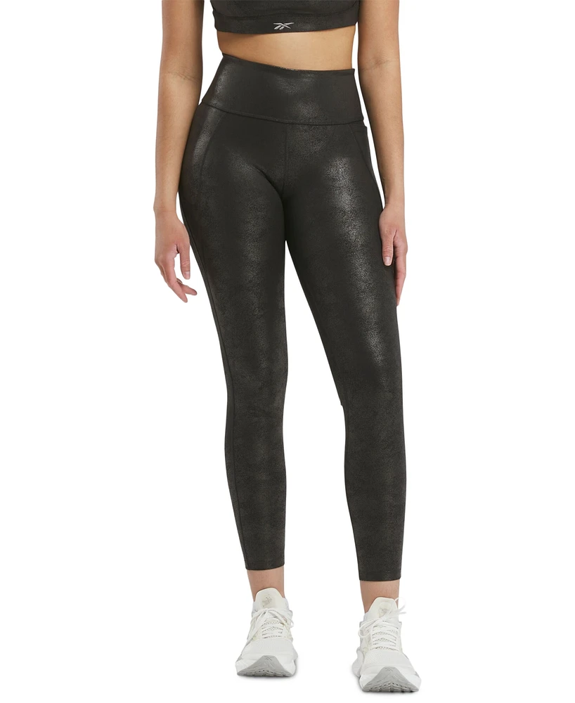 Reebok Women's Lux Faux Leather High Rise Leggings