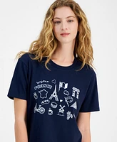 Rebellious One Juniors' Bonjour France Graphic T-Shirt