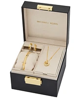 Michael Kors 14K Gold-Plated Brass Necklace, Bracelet and Earrings Set