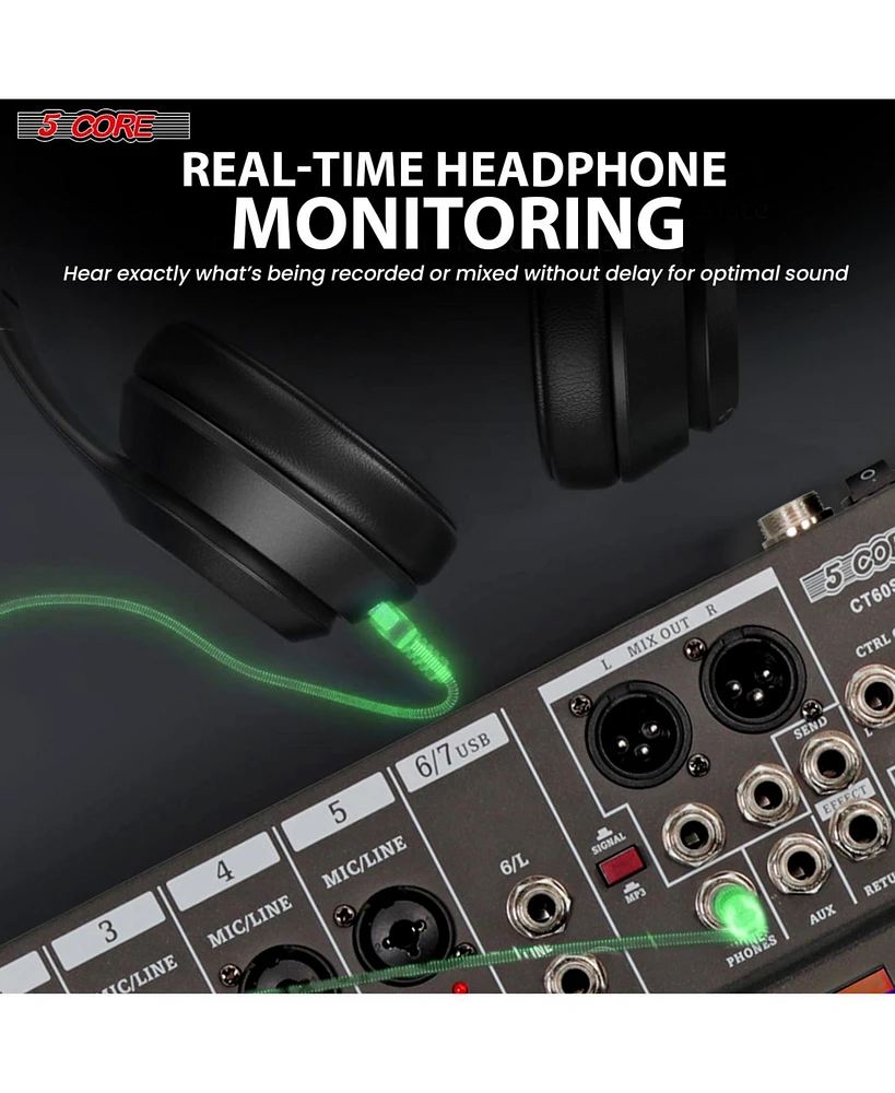 5 Core Audio Dj Mixer 6 Channel Professional Stereo Sound Board w Bluetooth • Usb 48V Phantom Power - Mx 6CHBRAND