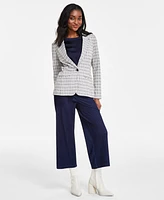 Liverpool Los Angeles Women's Check Fitted Notch-Collar Blazer