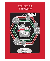 Ganz Sentiment Ornament Snowmen 'Special Teacher' with Dated 2024 Charm, 2.7"