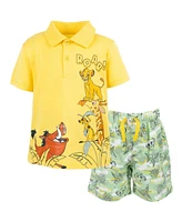 Disney Toddler Boys Lion King Mickey Mouse Cars Polo Shirt and Shorts Outfit Set to