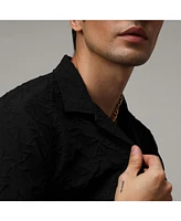 Campus Sutra Men's Onyx Black Crumble Textured Shirt