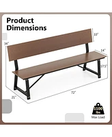 Costway Pcs 4-Person Bench with All-Weather Hdpe Seat & Back Heavy-Duty Metal Support