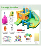 Costway Inflatable Water Slide Kids Blow up Pool Park Climbing Wall with 735W Blower