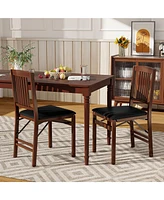 Gymax Folding Dining Chairs Set of 2 w/Padded Seat Rubber Wood Frame for Dining Room