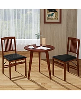 Gymax Folding Dining Chairs Set of 2 w/Padded Seat Rubber Wood Frame for Dining Room