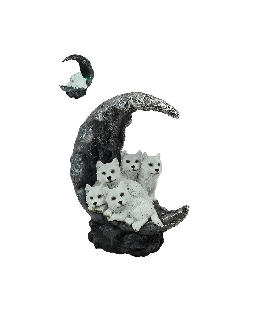 Fc Design 7.75"H Wolf Cubs on Moon with Led Figurine Decoration Home Decor Perfect Gift for House Warming, Holidays and Birthdays