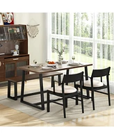 Costway 4 Pieces Dining Table Set Kitchen Table with 2 Armchairs & 1 Bench for 4