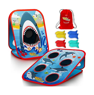 Swooc Shark Frenzy | 2-in-1 Bean Bag Toss Game for Kids w/ Carry Bag | 5-Second Setup & Storage | Kids Outside Toys 2-4