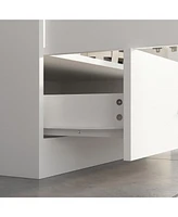 Famapy White 2-Door Wardrobe Armoire with 1-Drawers and Hanging Rod